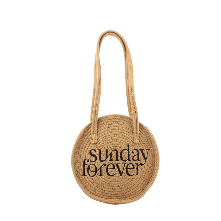 Round tote bag with stylish lettering Bowlift