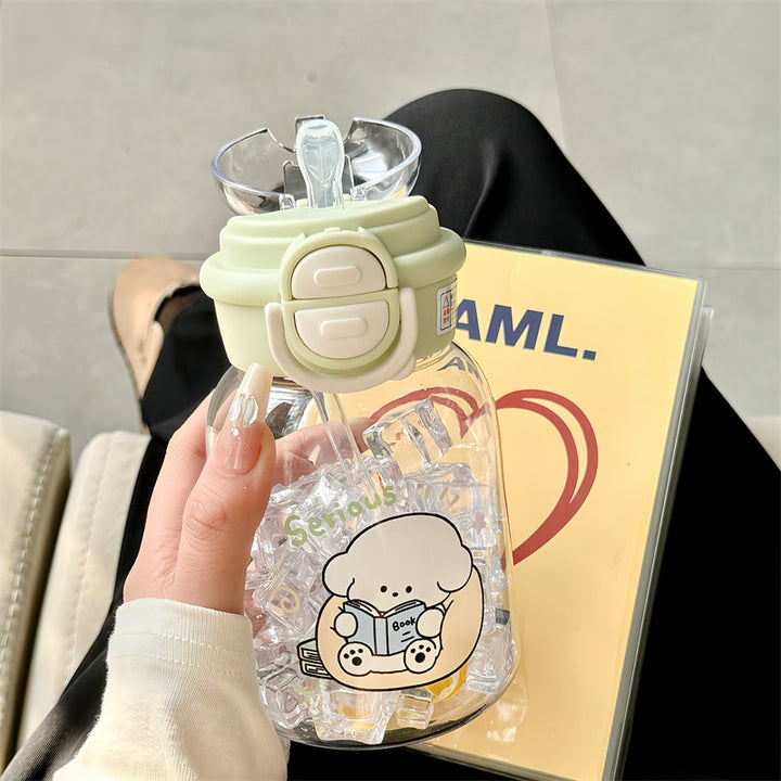 Women's water bottle with integrated fruit infuser and practical flip opening Bowlift