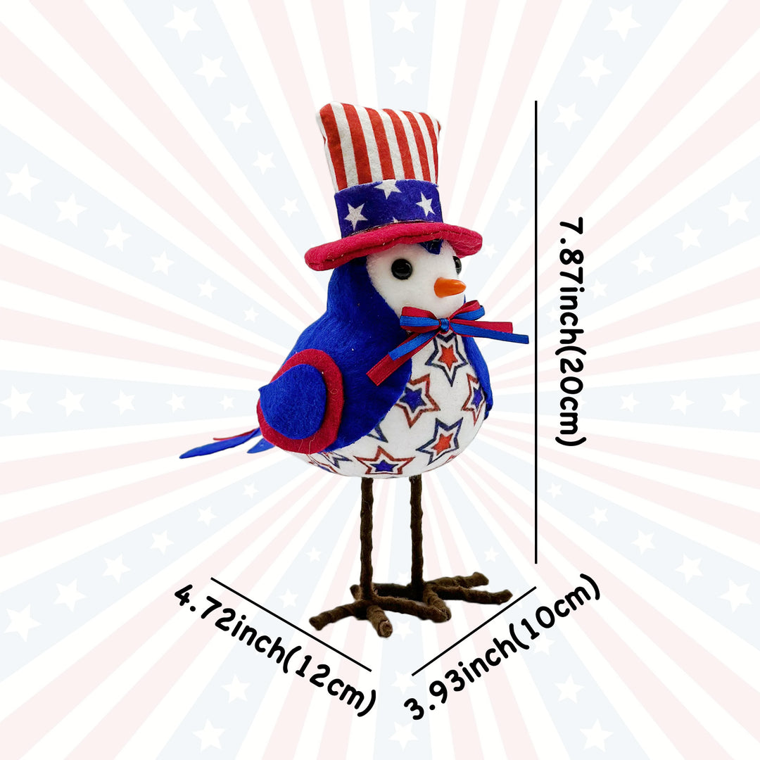 Unisex nan patriotic plush tabletop bird decor with wire legs and top hat Bowlift