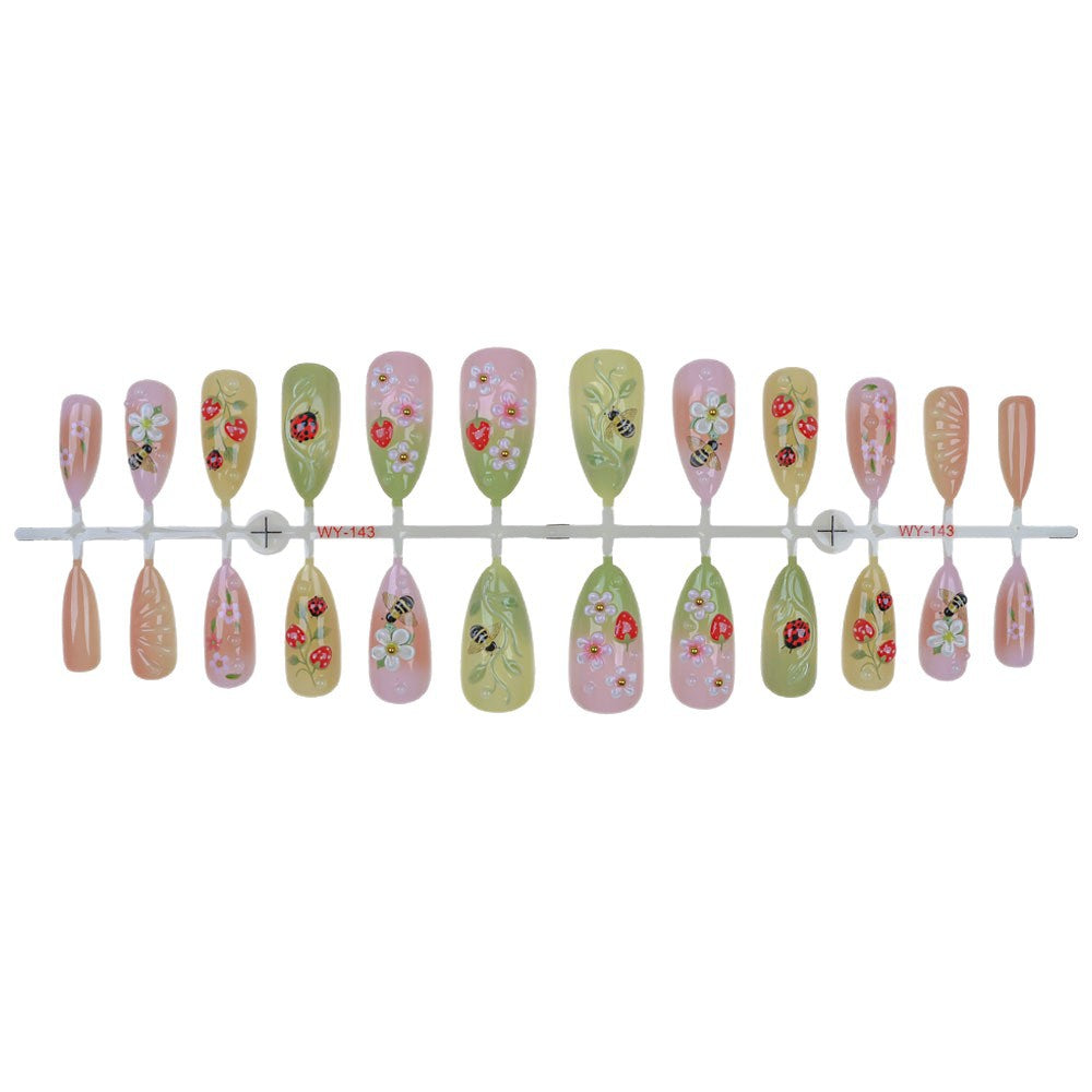 Artistic Floral Design Press-On Nails Bowlift