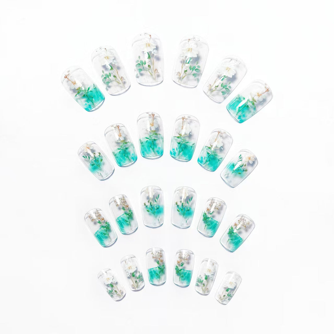 Floral Encased Gel Nail Art Bowlift