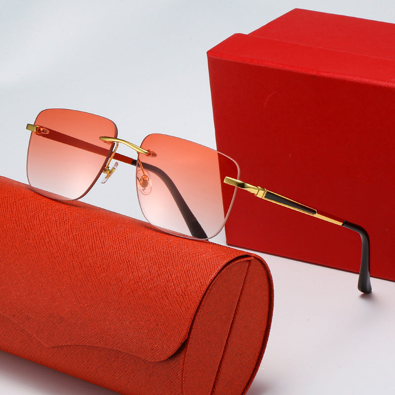 Women's fashionable rectangular semi-rimmed sunglasses with innovative design Bowlift