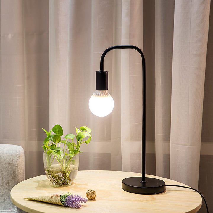Arched Metal LED Table Lamp with Slim Round Base Bowlift