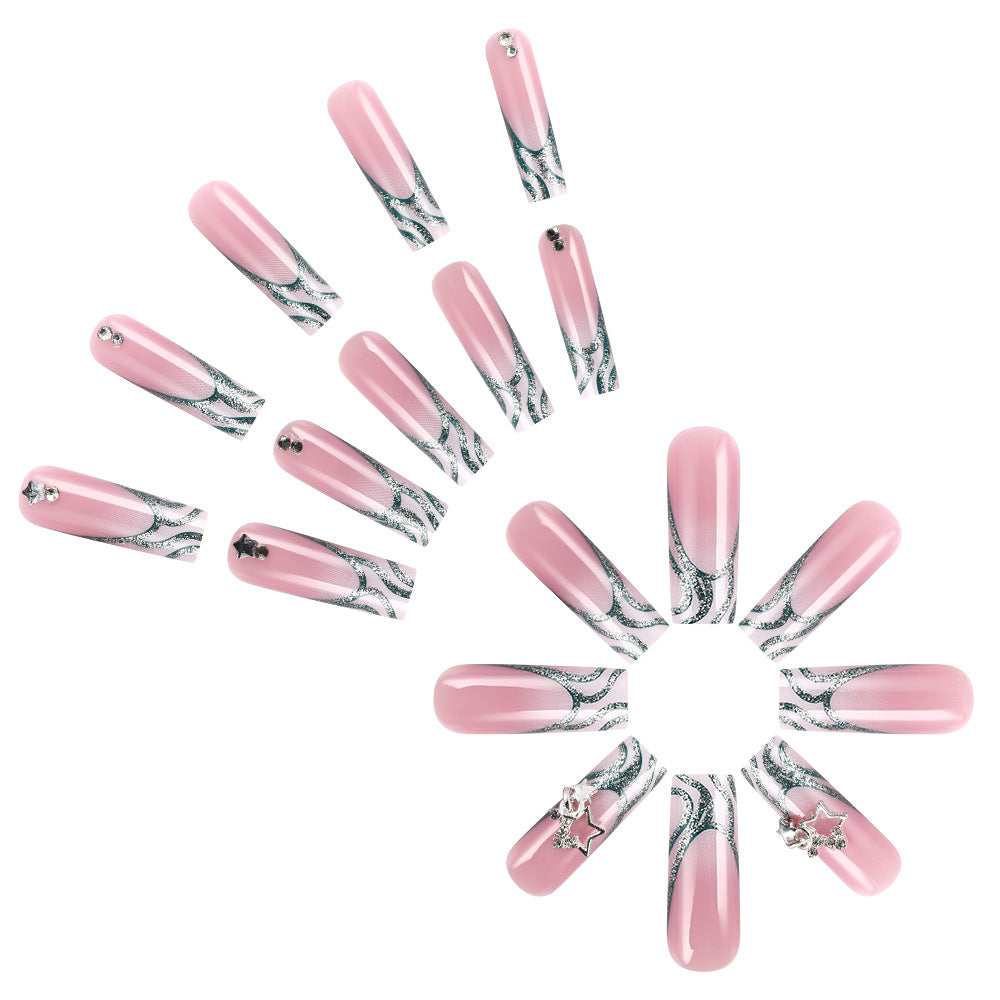 Glittery Star-Embellished Press-On Nails Bowlift