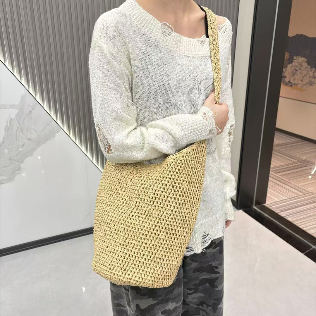 Braided Natural Material Tote Bag Bowlift