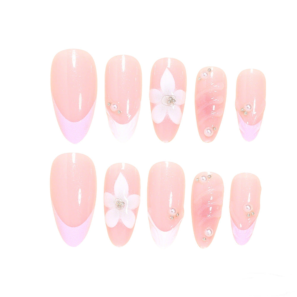Decorative Floral Acrylic Nail Tips Bowlift