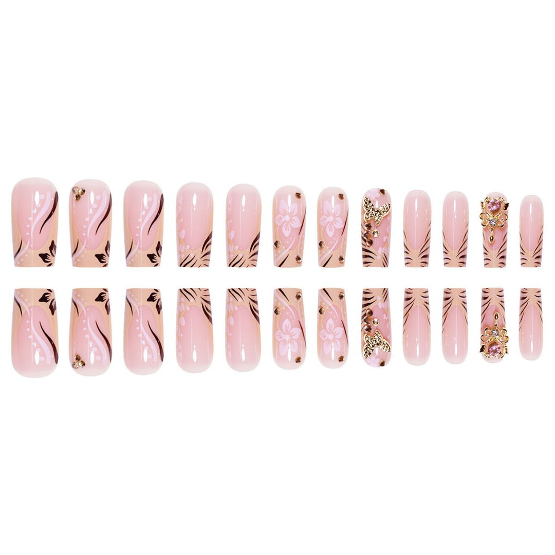 Artistic Floral Embellished Press-On Nails Bowlift
