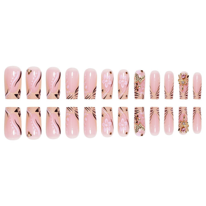 Artistic Floral Embellished Press-On Nails Bowlift