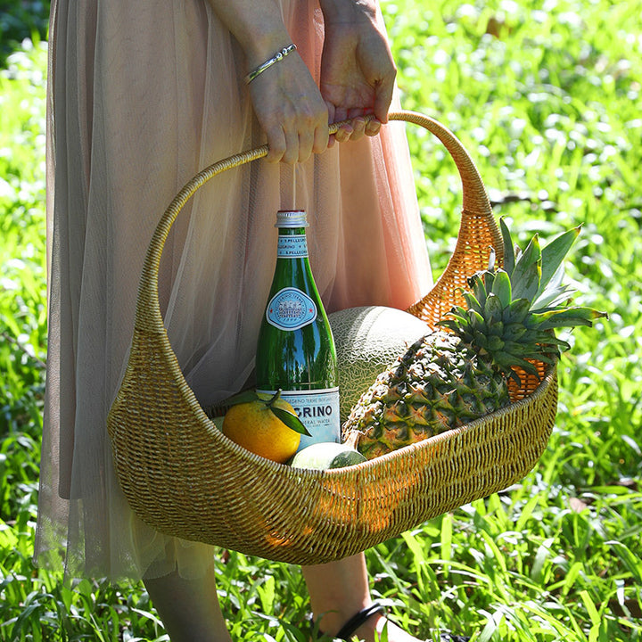 Handcrafted Natural Wicker Carry Basket Bowlift