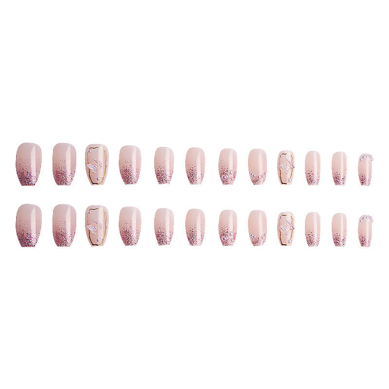 Premium Decorative Press-On Nail Set with Butterfly Accents Bowlift