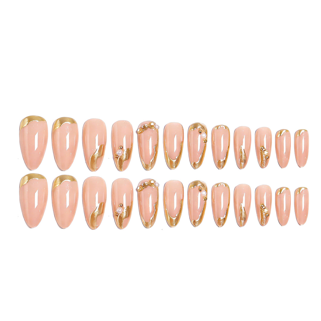 Elegant artificial nails with golden accents Bowlift