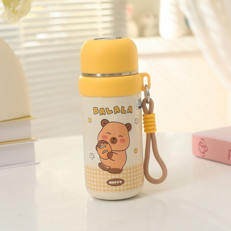 Ladies thermos bottle with animal motif and carrying strap Bowlift