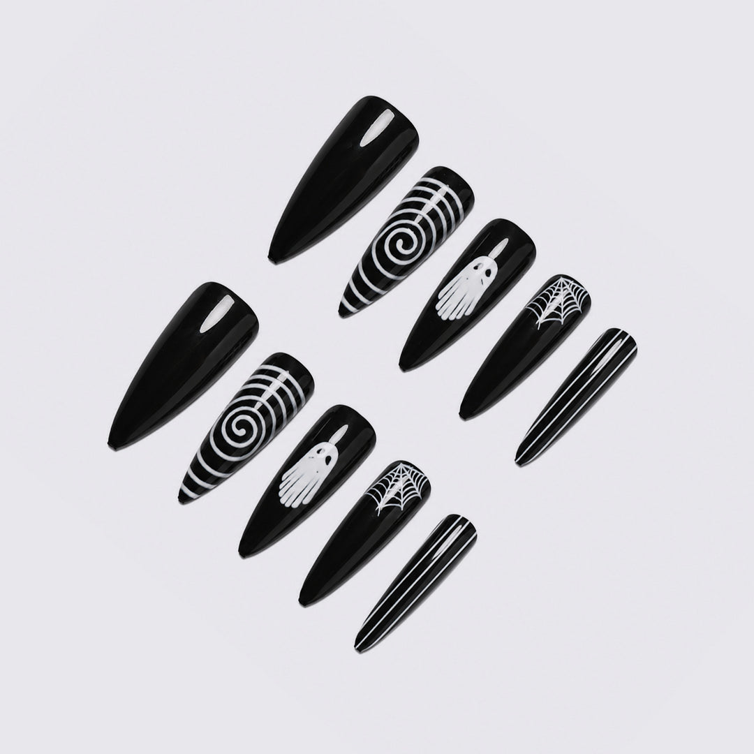 Gothic Themed Stiletto Press-On Nails Bowlift
