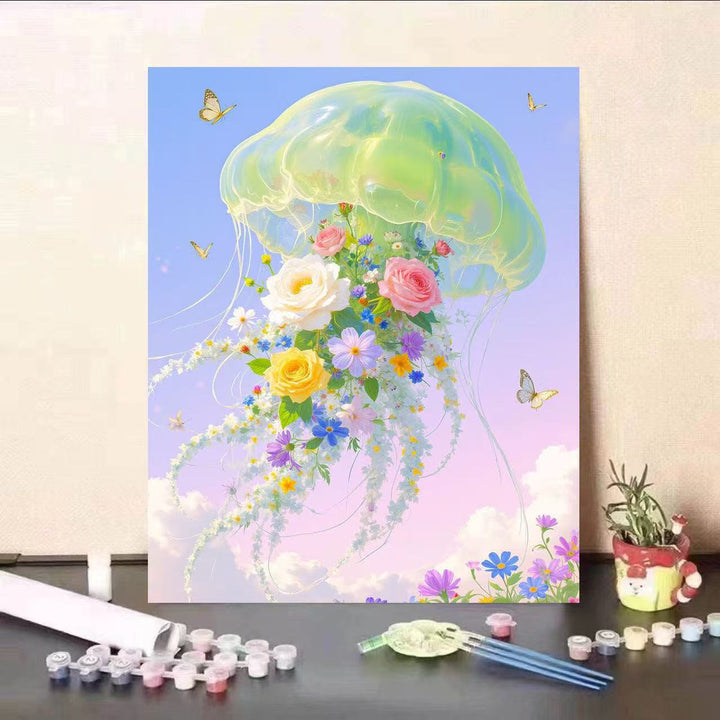 Floral Jellyfish Canvas Print Bowlift