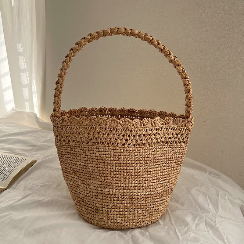 Handcrafted Leisure Bag Made of Woven Straw Bowlift