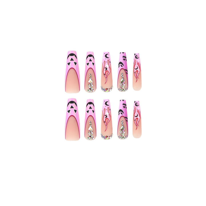 Artificial nail art with festive design and glitter variations Bowlift