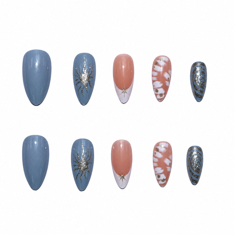 Elegant Premium Artificial Nails with Floral and Glitter Designs Bowlift