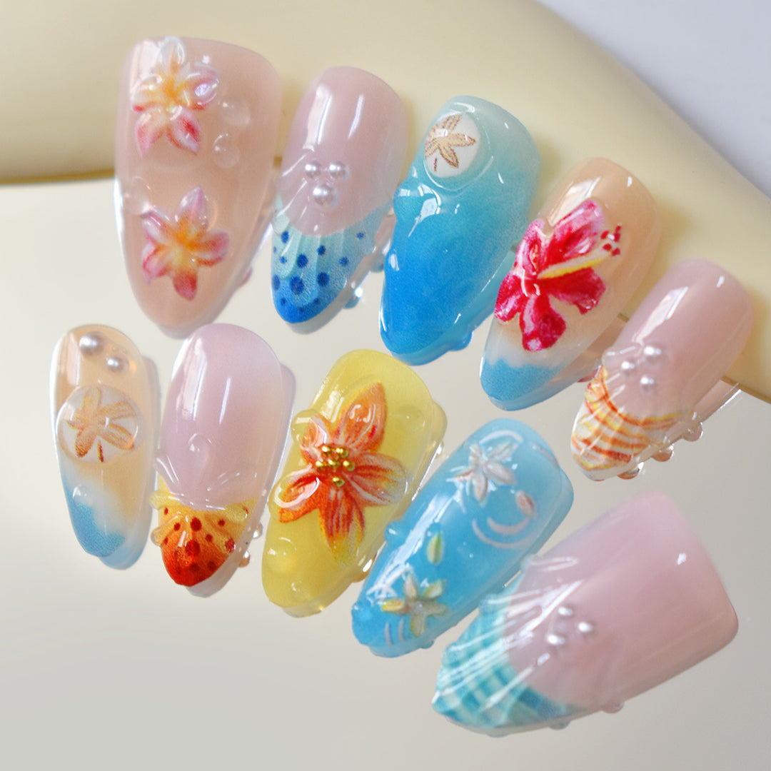Tropical-Themed 3D Press-On Nails Bowlift