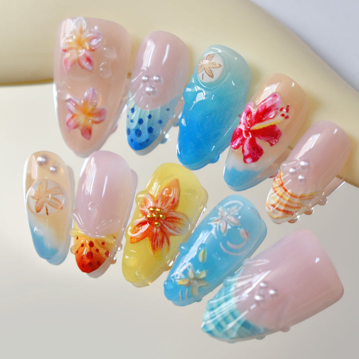 Tropical-Themed 3D Press-On Nails Bowlift