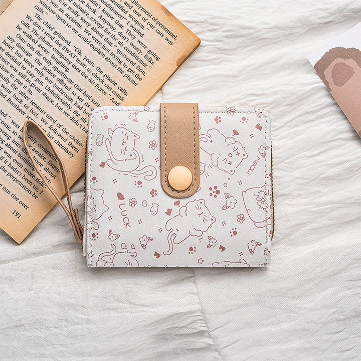 Cute Cat-Themed Zippered Coin Wallet Bowlift