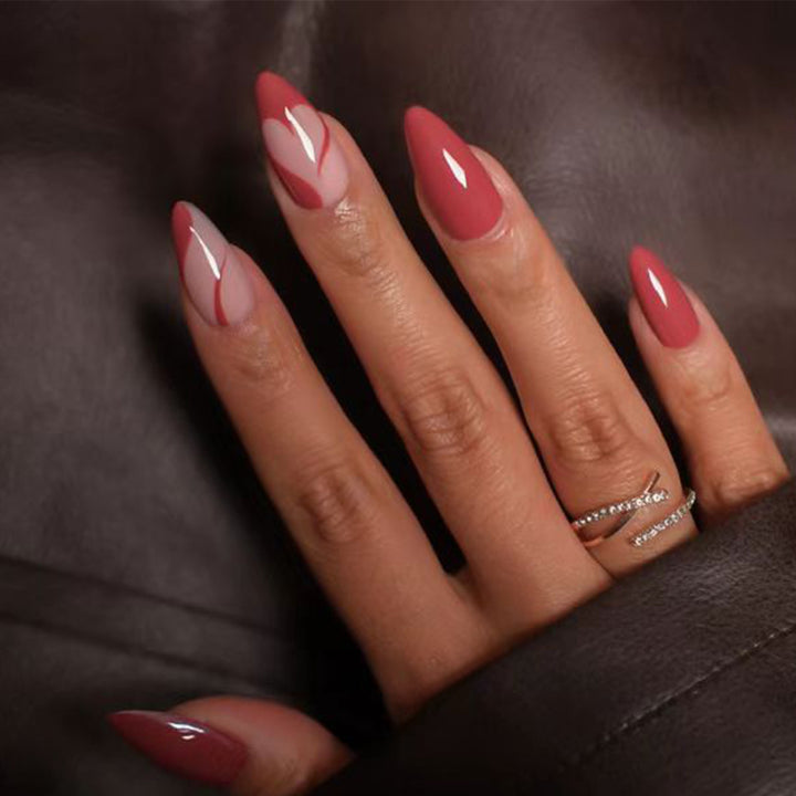 Elegant Stiletto Press-On Nails with Artistic Graphic Design Bowlift