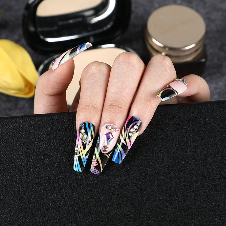 Artificial nail tips with colorful abstract design Bowlift