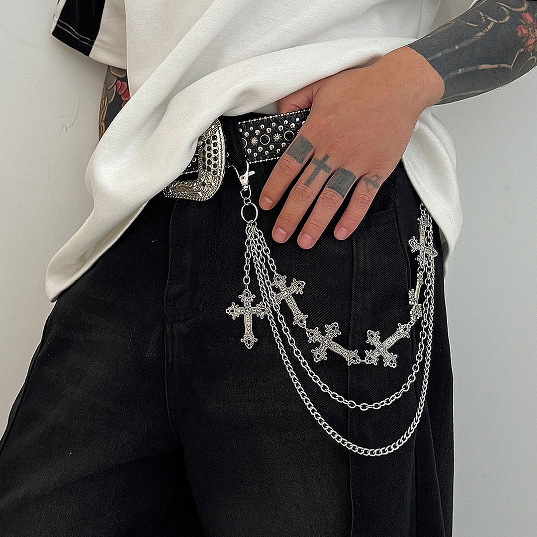Fashionable chain belt with cross pendants Bowlift