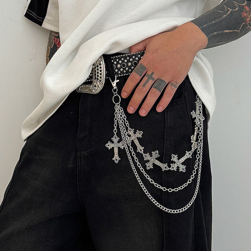 Fashionable chain belt with cross pendants Bowlift