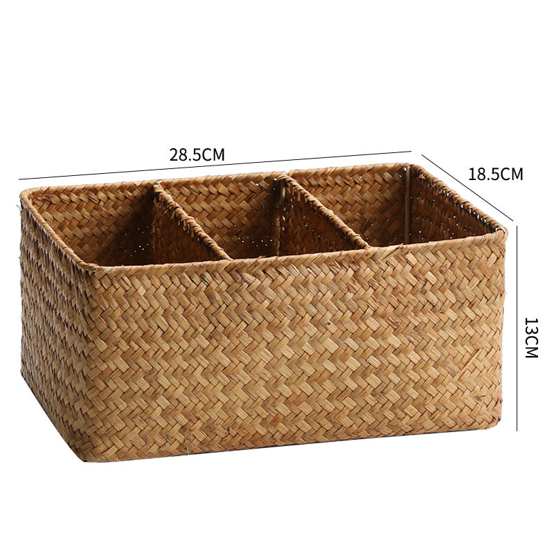 Multi-Compartment Natural Woven Storage Basket Bowlift