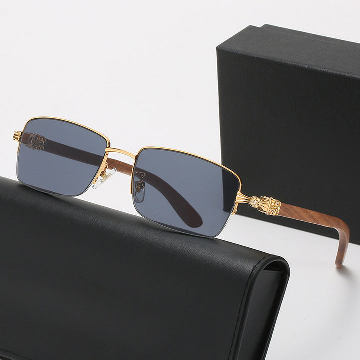 Ladies fashionable glasses with rectangular frame and high-quality wood details Bowlift