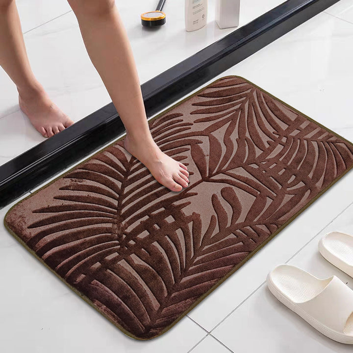 Tropical Leaf Design Memory Foam Bath Mat Bowlift