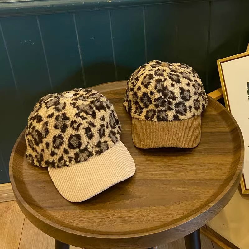 Women's Leopard Print Fleece Baseball Cap Bowlift