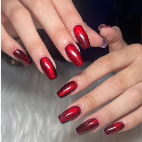 Glossy Deep Red Press-On Nails Bowlift
