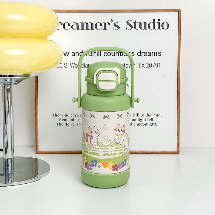 Women Insulated Drinking Bottle with Practical Carry Handle and Cute Design Bowlift