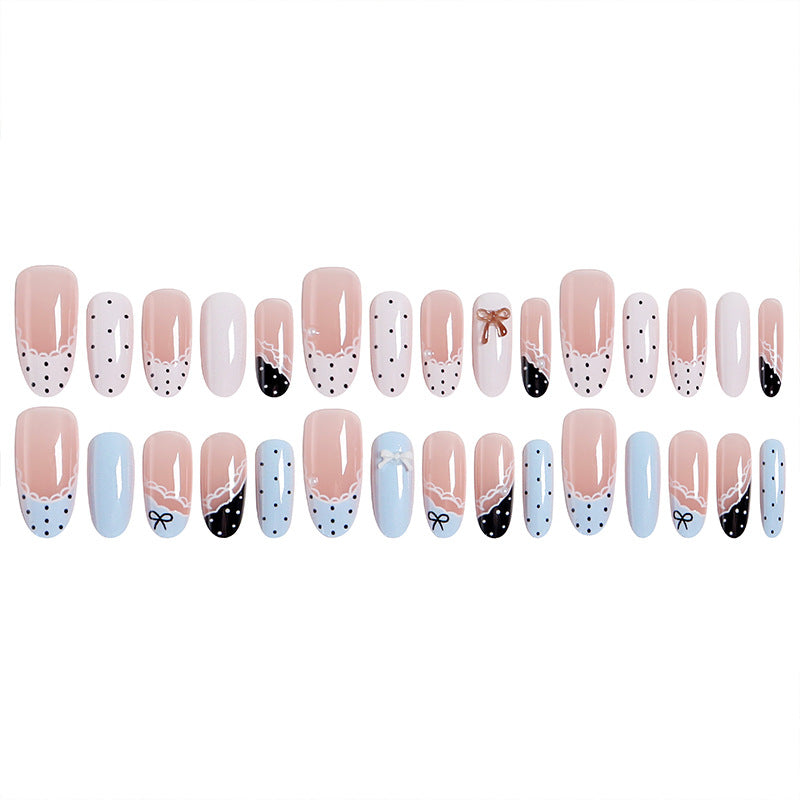 Artificial nail set with elegant accents and fine designs Bowlift