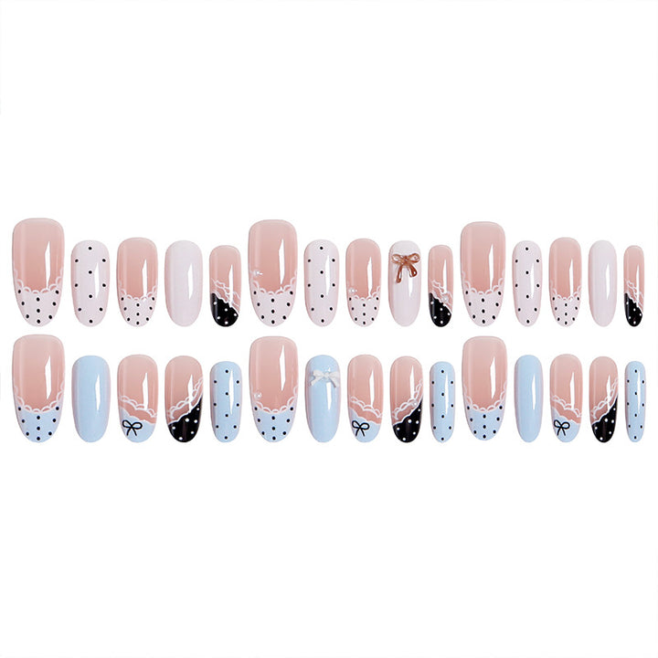 Artificial nail set with elegant accents and fine designs Bowlift