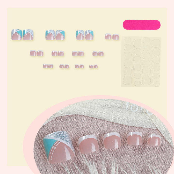 Stylish Gel Press-On Nail Set with Geometric Design Bowlift