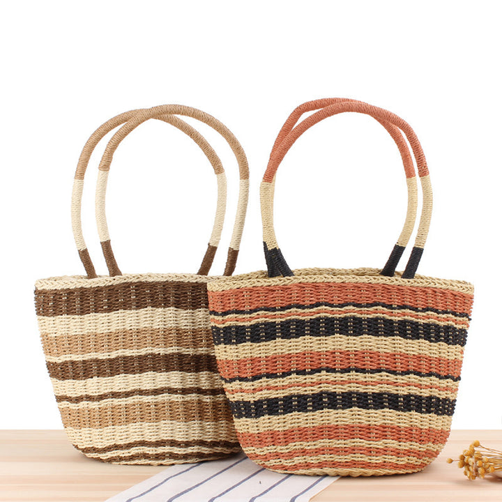 Basket bag with fashionable stripe pattern Bowlift