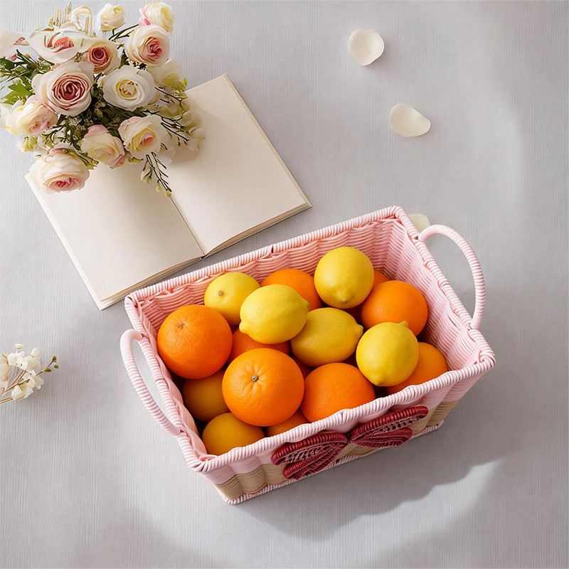 Decorative Woven Storage Basket with Bow Design Bowlift