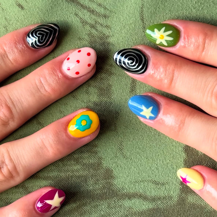 Artificial nails with colorful and creative designs Bowlift