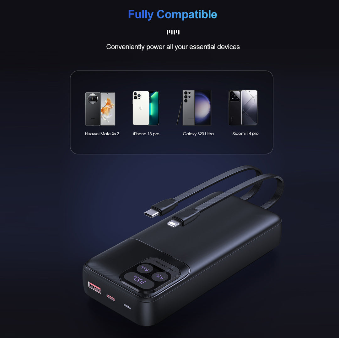 Power bank with dual charging cable and fast charging function Bowlift