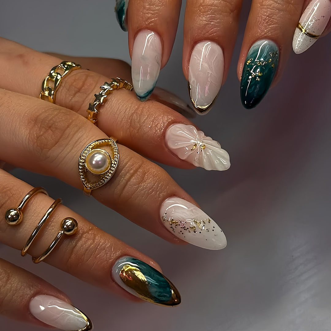 Elegant Artistic Press-On Nail Set Bowlift
