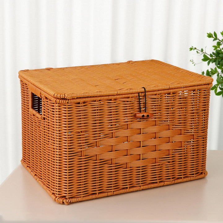 Ladies Handcrafted Storage Basket with Lid and Handle Bowlift