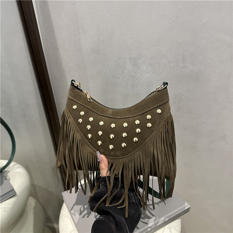 Bohemian Fringe Detail Crossbody Bag Bowlift