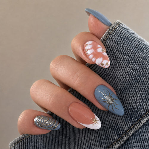 Elegant Premium Artificial Nails with Floral and Glitter Designs Bowlift