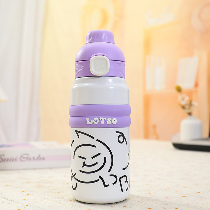 Ladies Insulated Drinking Bottle with Fun Character Design Bowlift