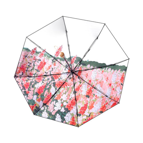 Ladies stylish folding umbrella with botanical art design Bowlift