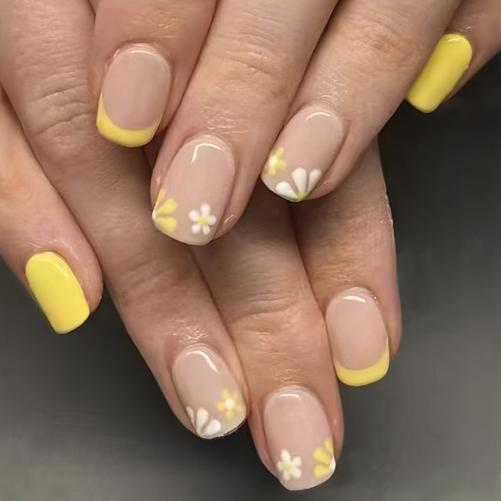 Floral French Tip Press-On Nail Art Bowlift