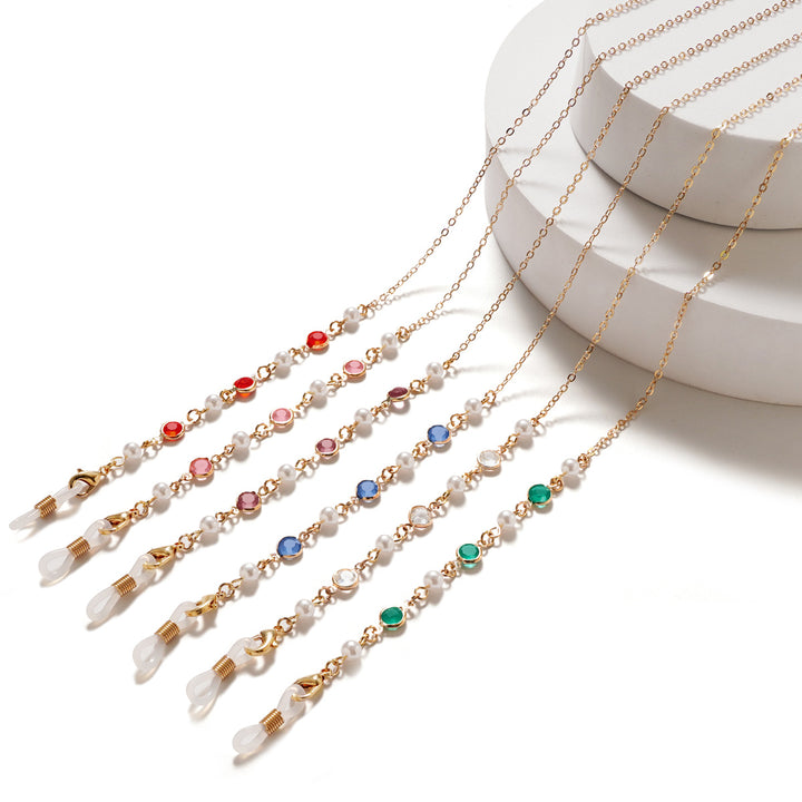 Elegant Pearl and Amethyst Eyewear Chain Bowlift