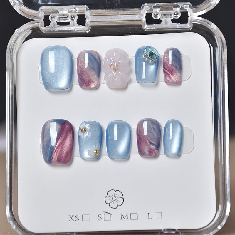Decorative Floral Press-On Nail Set Bowlift